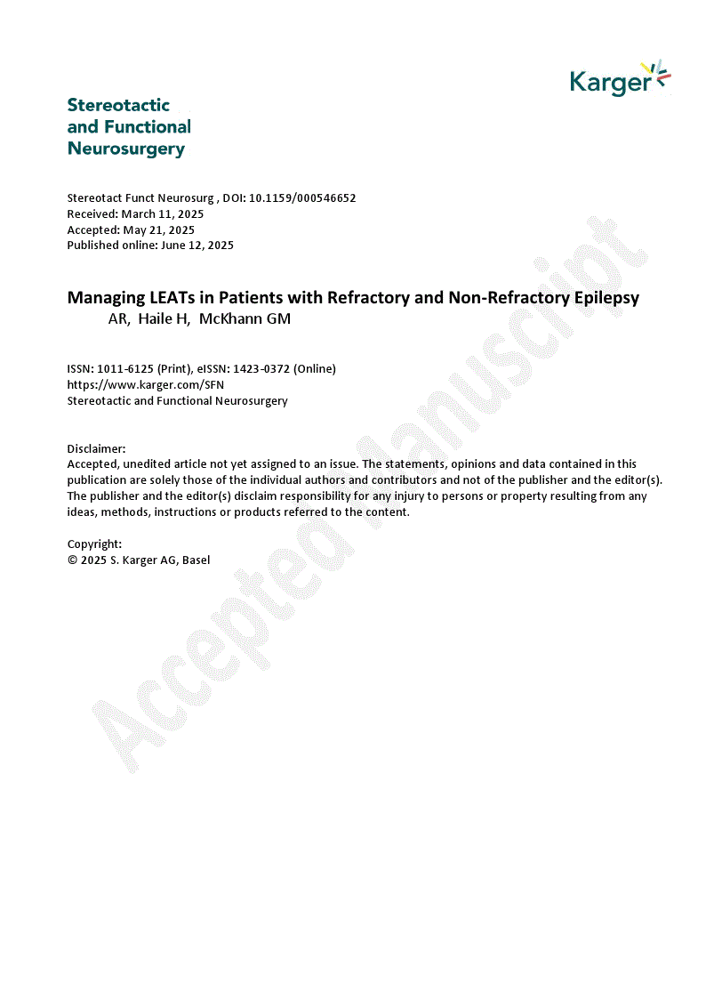 First page of Managing LEATs in Patients with Refractory and Non-Refractory Epilepsy