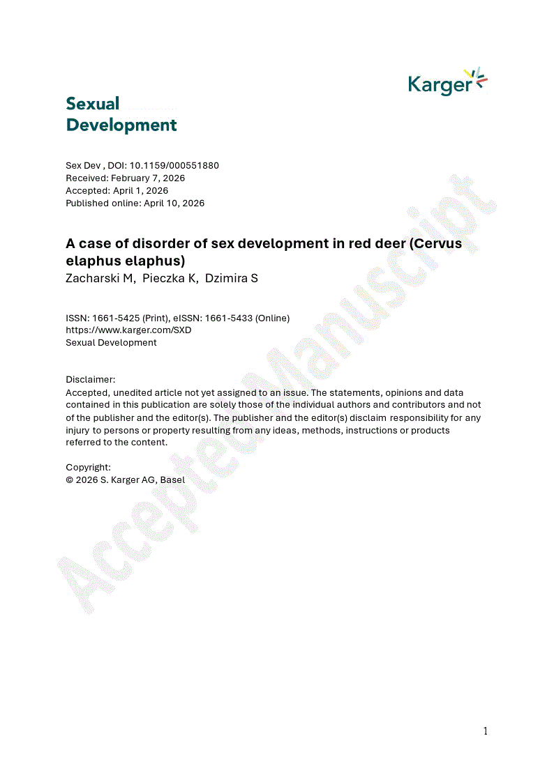 A case of disorder of sex development in red deer (Cervus elaphus ...