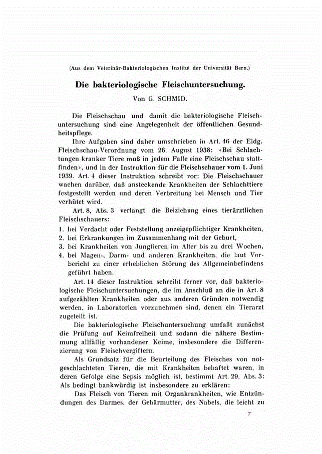 First page of Die bakteriologische Fleischuntersuchung.