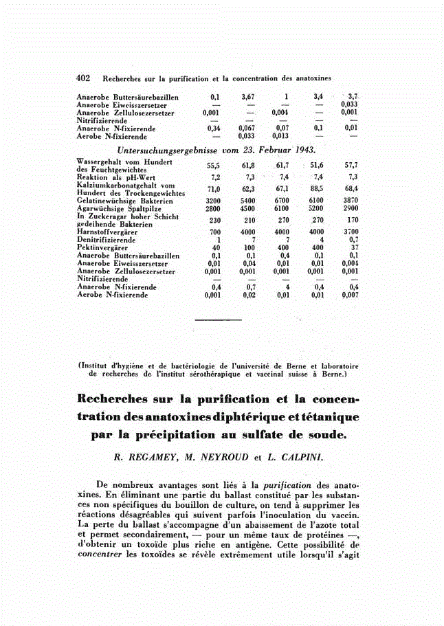 First page of Recherches sur la purification et la concentration des anatoxines diphtérique et tétanique par la précipitation au sulfate de soude.