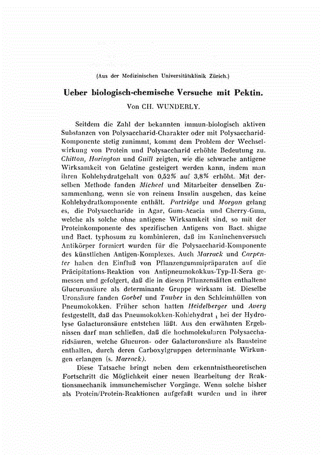 First page of Ueber biologisch-chemische Versuche mit Pektin.