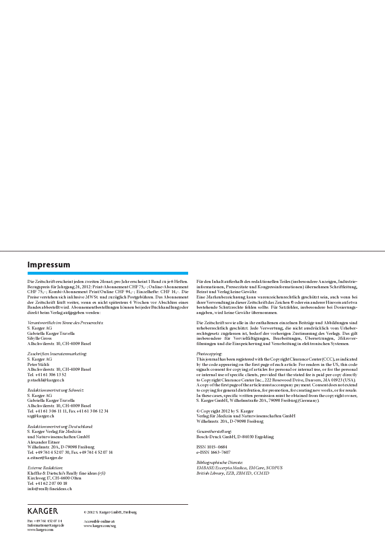 First page of Impressum