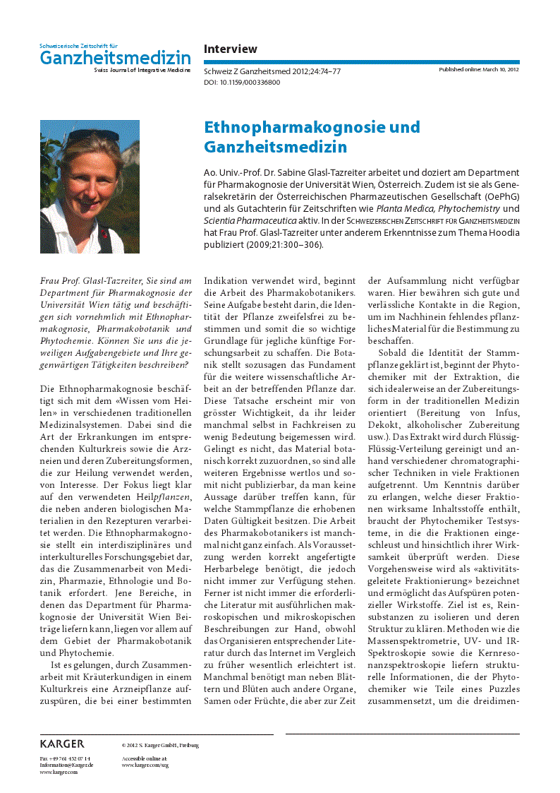 First page of Ethnopharmakognosie und Ganzheitsmedizin