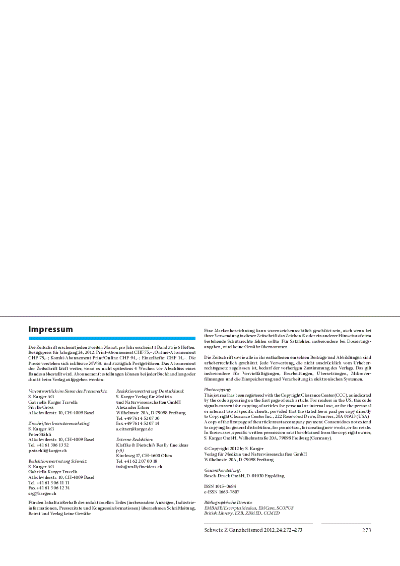 First page of Impressum