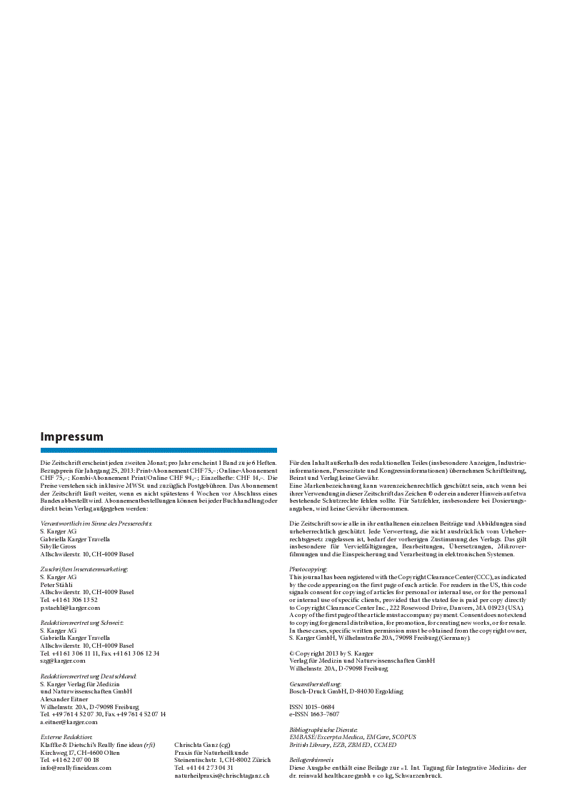 First page of Impressum
