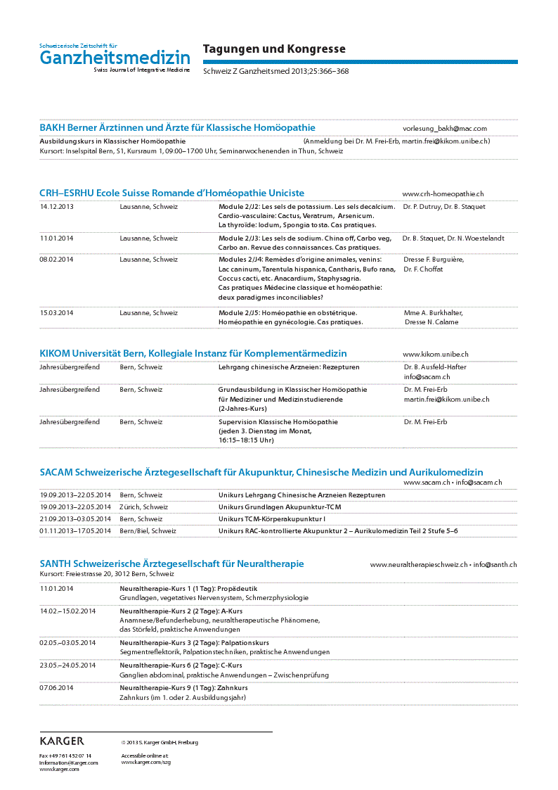 First page of Tagungen und Kongresse