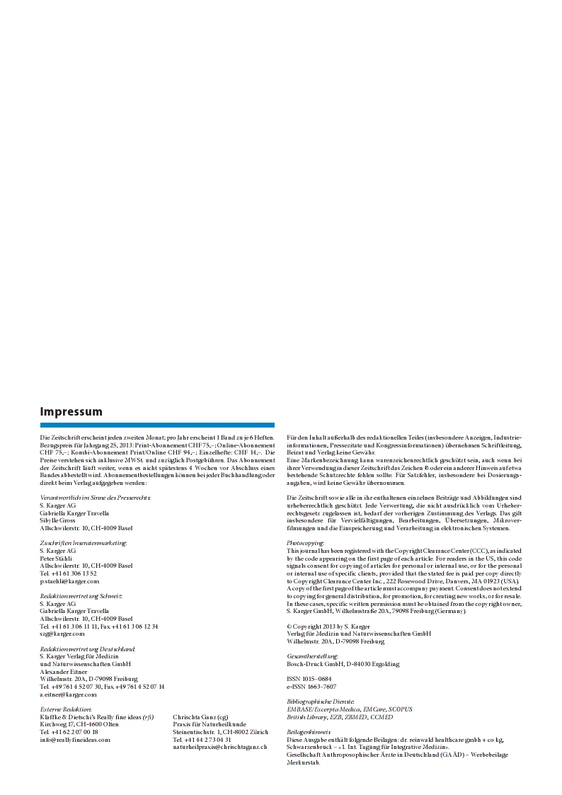 First page of Impressum