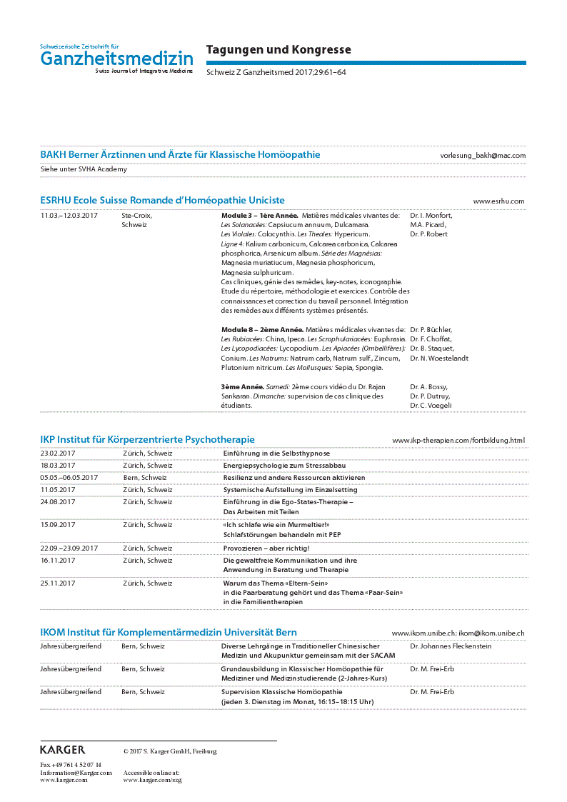 First page of Tagungen und Kongresse