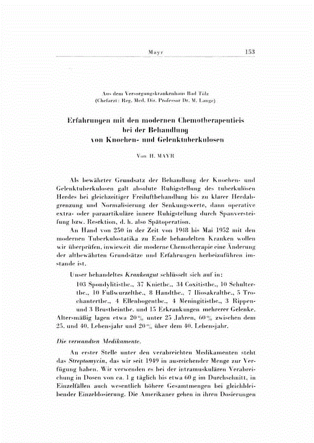 First page of Erfahrungen mit den modernen Chemotherapeuticis bei der Behandlung von Knochen- und Gelenktuberkulosen