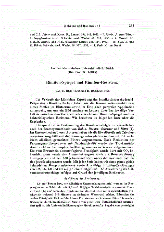 First page of Rimifon-Spiegel und Rimifon-Resistenz