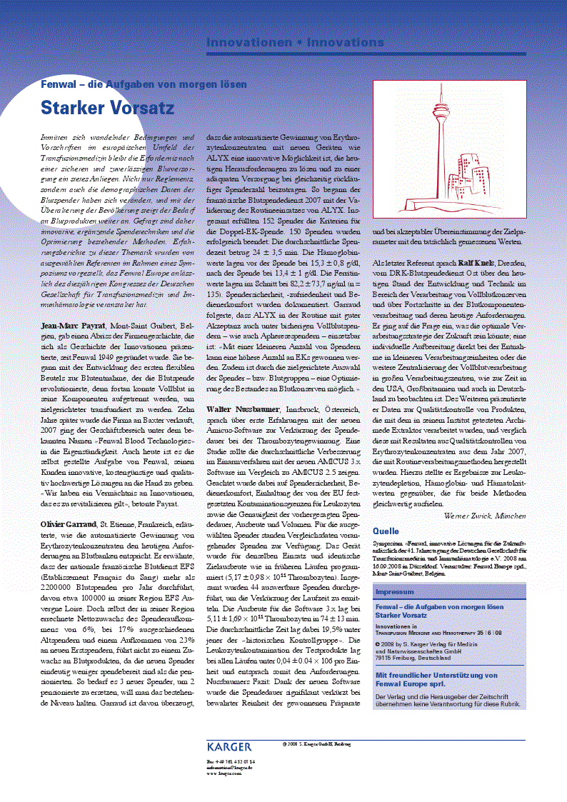 First page of Innovationen · Innovations