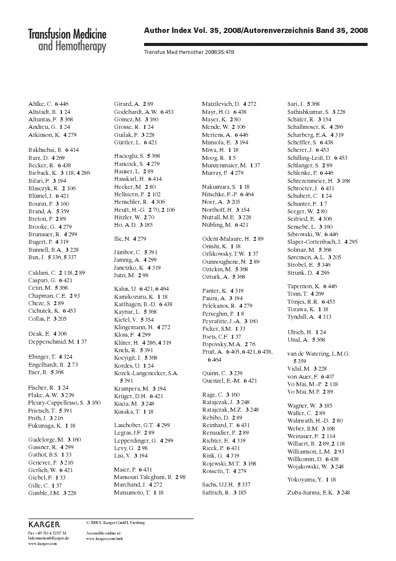 First page of Author Index Vol. 35, 2008/Autorenverzeichnis Band 35, 2008