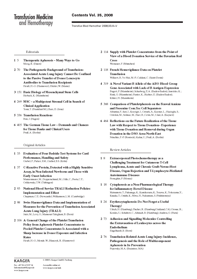 First page of Contents Vol. 35, 2008