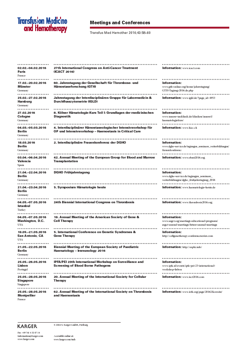 First page of Meetings and Conferences