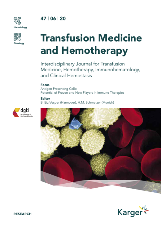 Transfusion Medicine and Hemotherapy Cover Image for Volume 47, Issue 6
