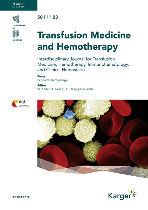 Karger Papers Volume 50 Issue 1 | Transfusion Medicine and Hemotherapy | Karger ...