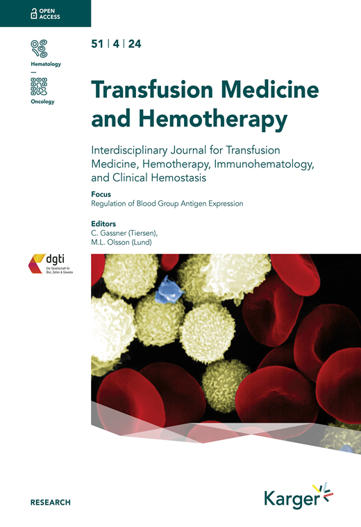 Transfusion Medicine and Hemotherapy Cover Image for Volume 51, Issue 4