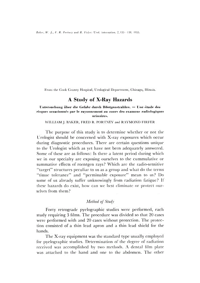 First page of A Study of X-Ray Hazards