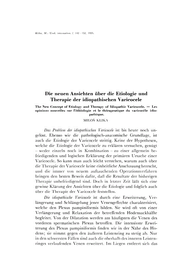 First page of Die neuen Ansichten über die Etiologie und Therapie der idiopathischen Varicocele