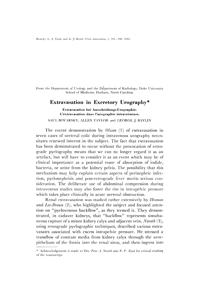 First page of Extravasation in Excretory Urography