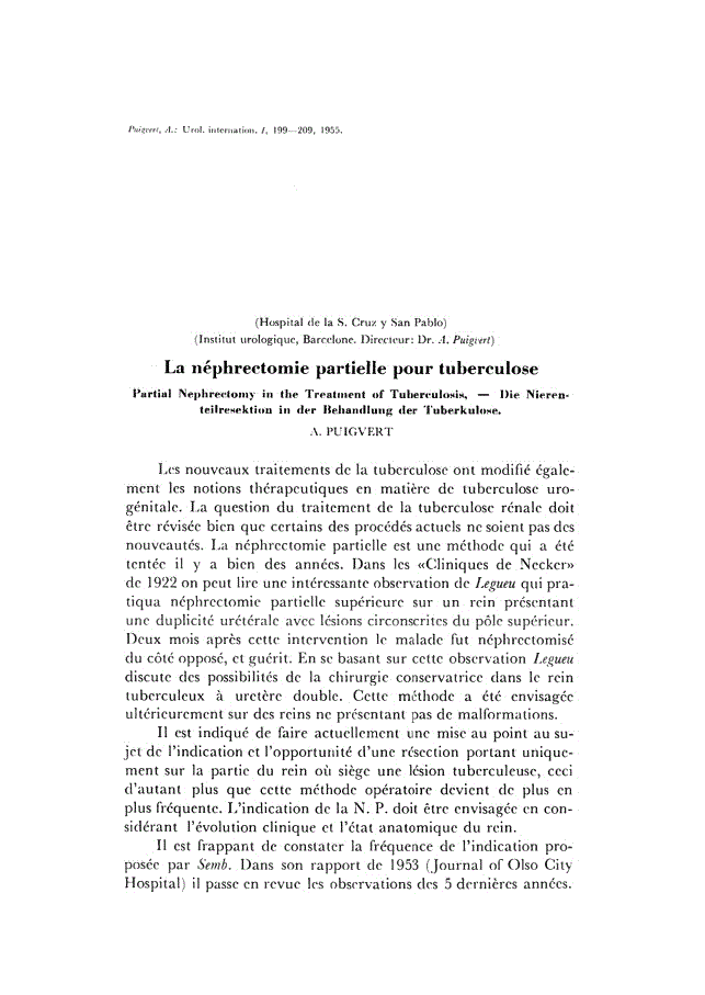 First page of La néphrectomie partielle pour tuberculose