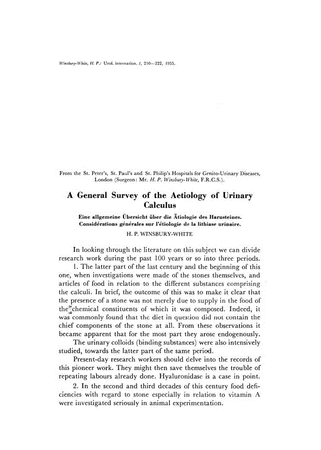 First page of A General Survey of the Aetiology of Urinary Calculus