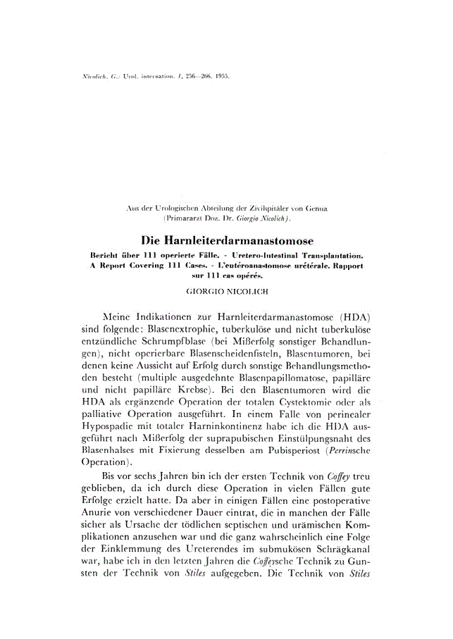 First page of Die Harnleiterdarmanastomose