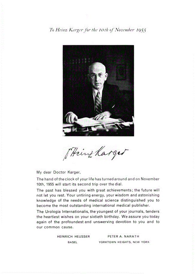 First page of To Heinz Karger for the 10th of November 1955