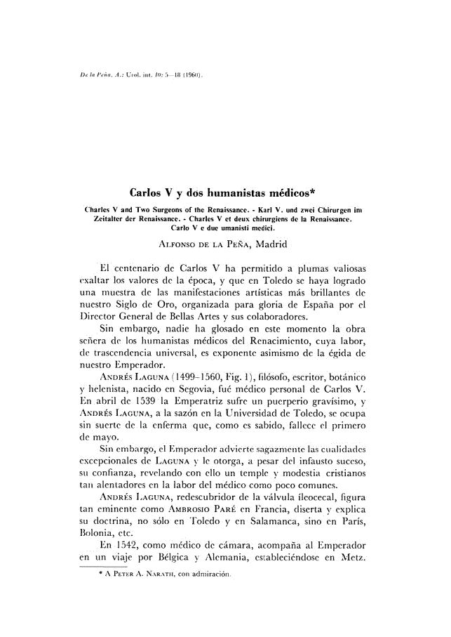 First page of Carlos V y dos humanistas médicos