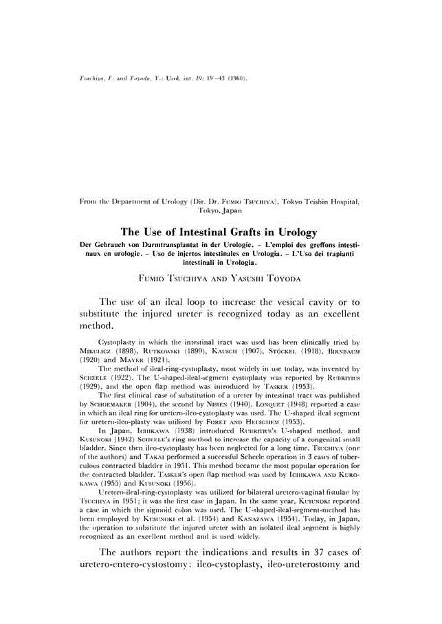 First page of The Use of Intestinal Grafts in Urology