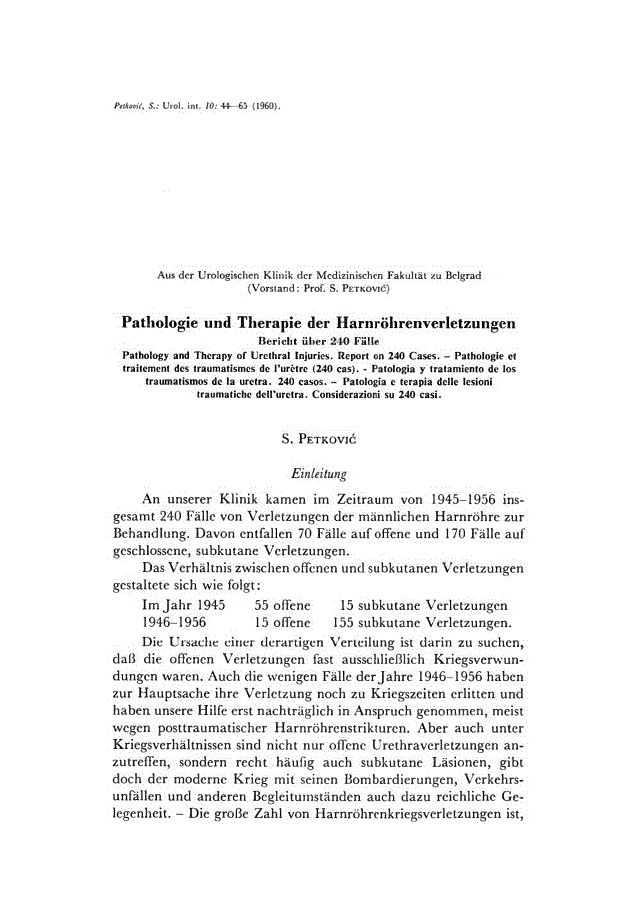 First page of Pathologie und Therapie der Harnröhrenverletzungen