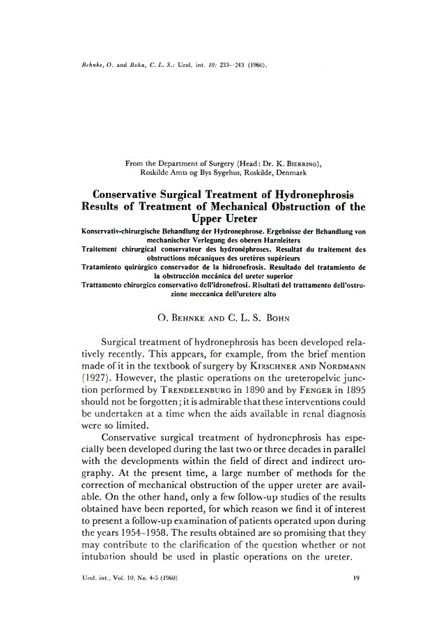 First page of Conservative Surgical Treatment of Hydronephrosis Results of Treatment of Mechanical Obstruction of the Upper Ureter