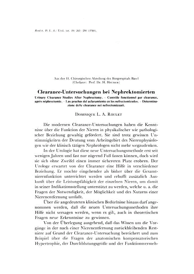 First page of Clearance-Untersuchungen bei Nephrektomierten