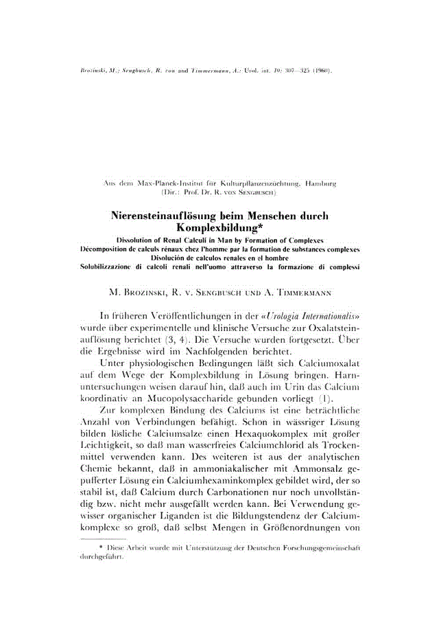 First page of Nierensteinauflösung beim Menschen durch Komplexbildung