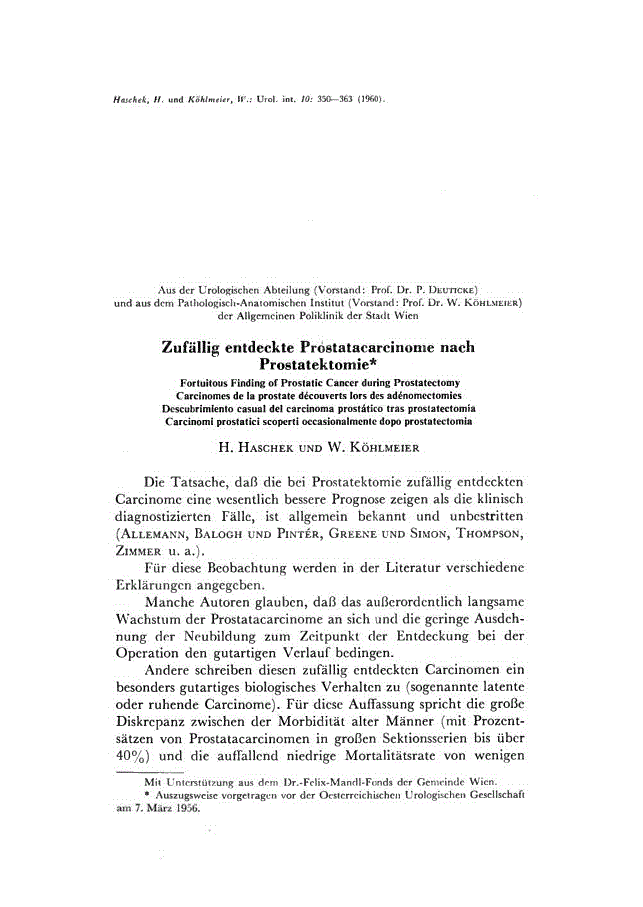 First page of Zufällig entdeckte Prostatacarcinome nach Prostatektomie