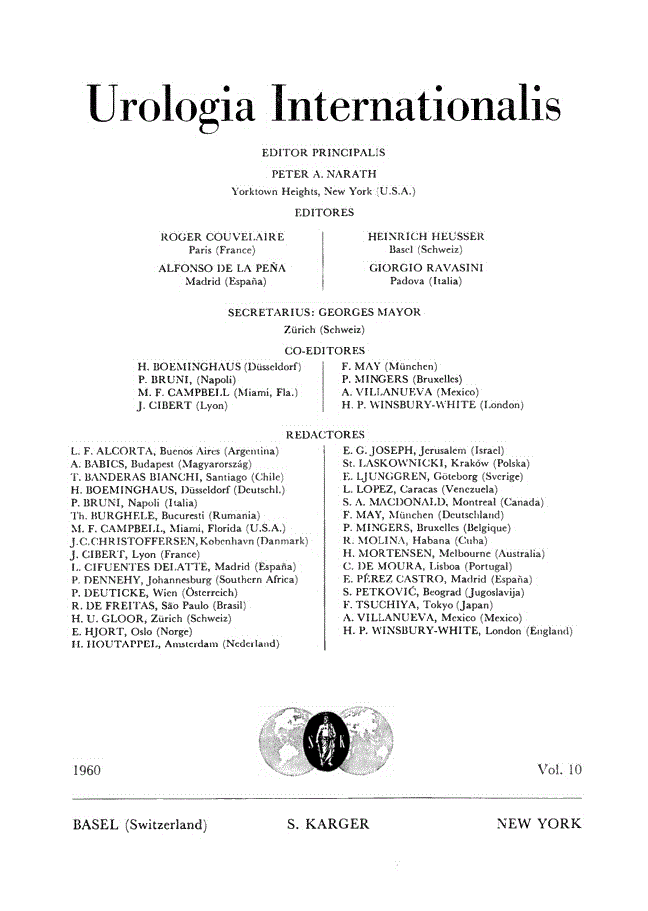 First page of Contents, Vol. 10, 1960