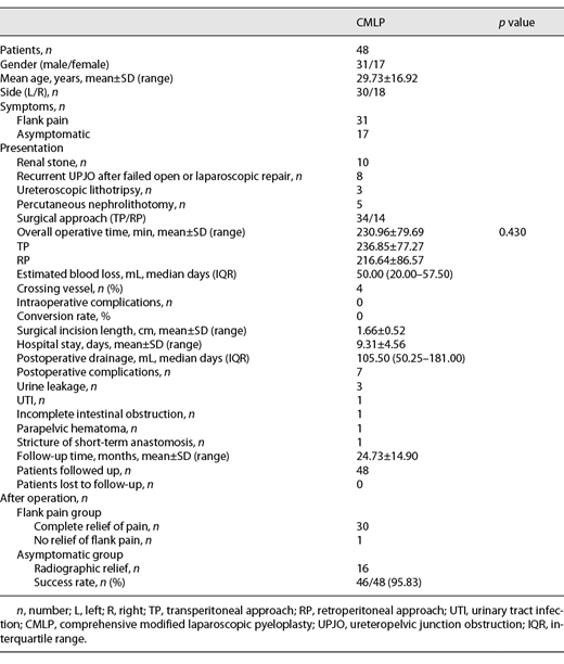 Demographic, perioperative, and follow-up details of the included patients