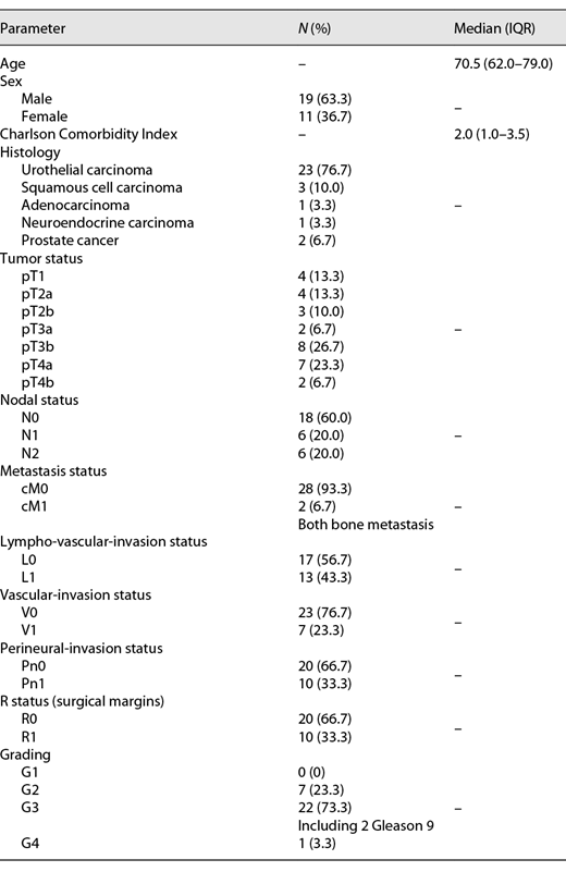 Demographic characterization of the study population (n = 30) Refer to the image caption for details.