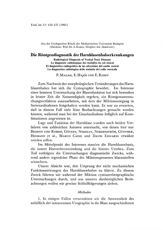 First page of Die Röntgendiagnostik der Harnblasenhalserkrankungen