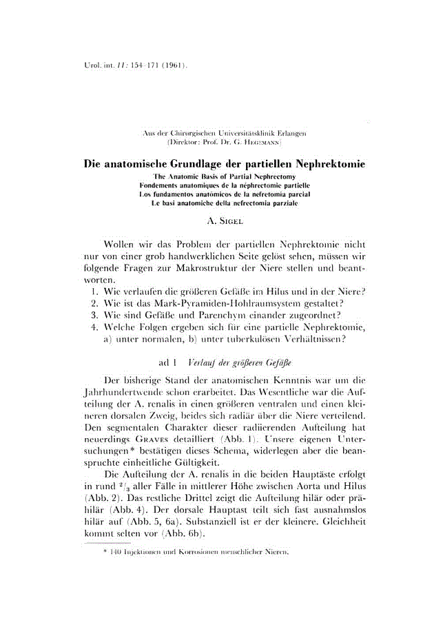First page of Die anatomische Grundlage der partiellen Nephrektomie