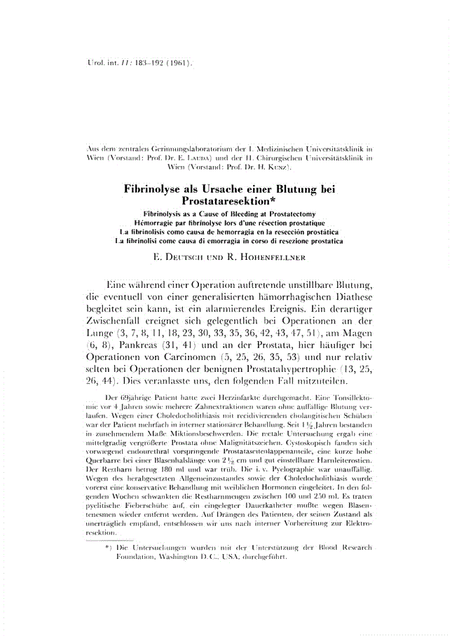 First page of Fibrinolyse als Ursache einer Blutung bei Prostataresektion