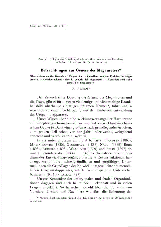 First page of Betrachtungen zur Genese des Megaureters
