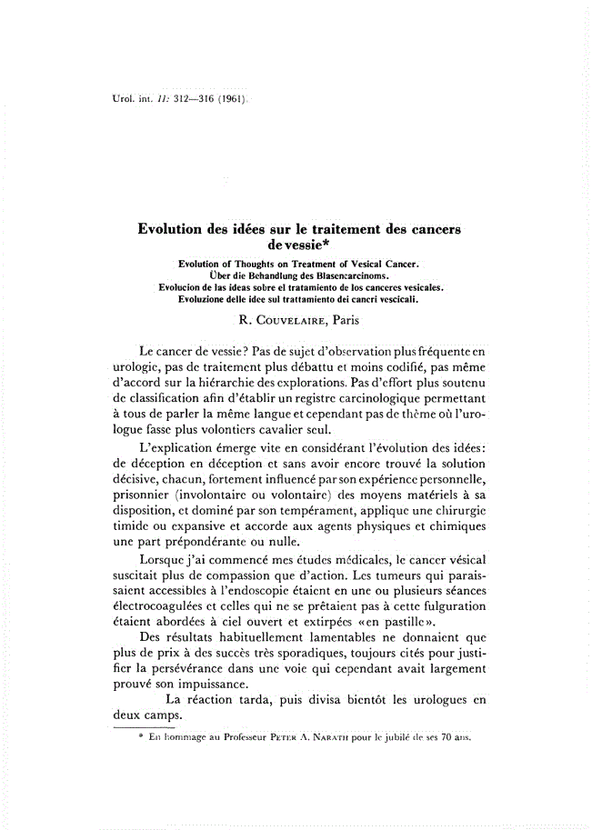 First page of Evolution des idées sur le traitement des cancers de vessie
