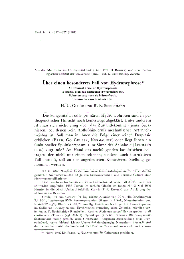 First page of Uber einen besonderen Fall von Hydronephrose