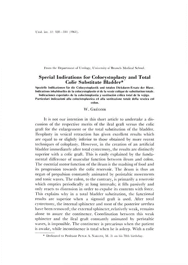 First page of Special Indications for Colocystoplasty and Total Colic Substitute Bladder