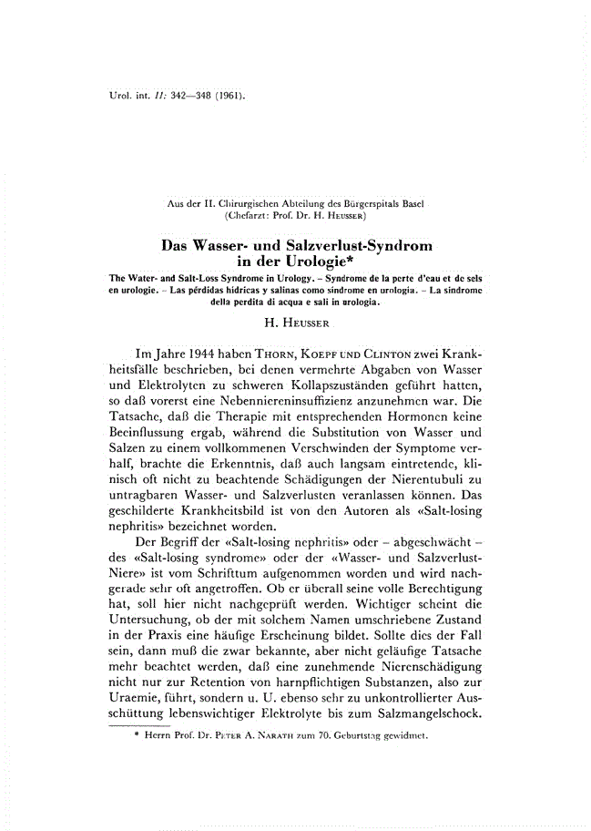 First page of Das Wasser- und Salzverlust-Syndrom in der Urologie
