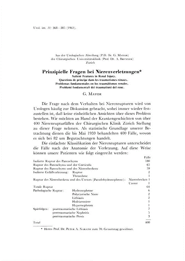 First page of Prinzipielle Fragen bei Nierenverletzungen