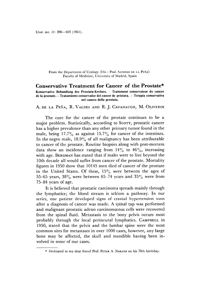 First page of Conservative Treatment for Cancer of the Prostate