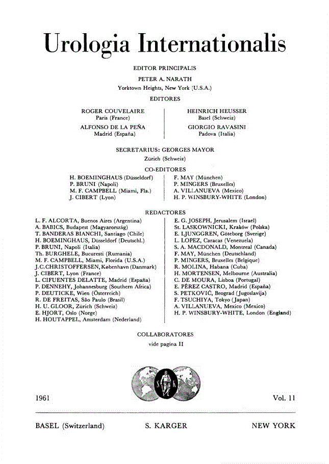 First page of Contents, Vol. 11, 1961