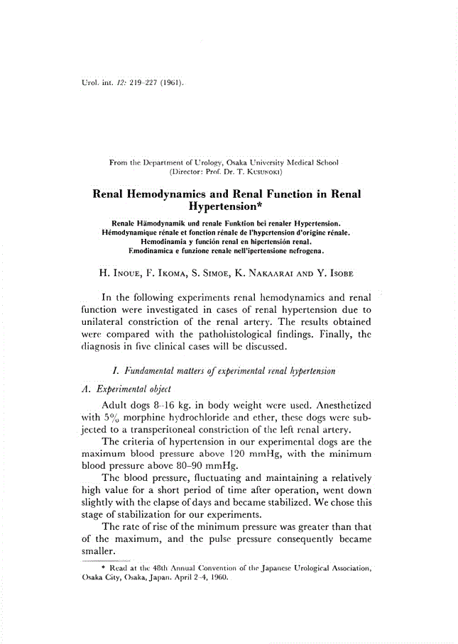 First page of Renal Hemodynamics and Renal Function in Renal Hypertension